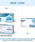 Blue Nitrile Exam Gloves XL 100 Count 4 Mil Thick Hella Durable Powder Free Latex Free Heavy Duty Medical Grade With Superior Flex And Grip For Top Tier Safety Every Time packaging display new design with product details.