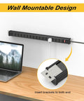 Wall-mounted Beefy 16 Outlet Surge Protector Power Strip With 10 Ft Extension Cord Built In Circuit Breaker for garage use