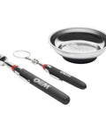 Three Piece Magnetic Tray And Pick Up Tool Set With Magnetic Dish Extendable Magnet Pickup Tool And Telescoping Mirror Reaching Up To Nineteen Inches
