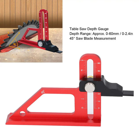 Table Saw Height Gauge 0 To 60mm Depth Setup Tool With 45 Degree Angle For Precise Alignment shown in use