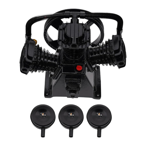 Heavy Duty 4 To 5 Horsepower Replacement Air Compressor Pump Head. Features A Rock Solid 3 Cylinder Cast Iron And Aluminum Build For Superior Durability And Long Lasting Performance. Perfect Upgrade For Light Industry Textile Machinery And Food