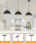 Matte Black Farmhouse Pendant Light 2 Pack Adjustable Height Vintage Industrial Ceiling Lighting For Kitchen Island