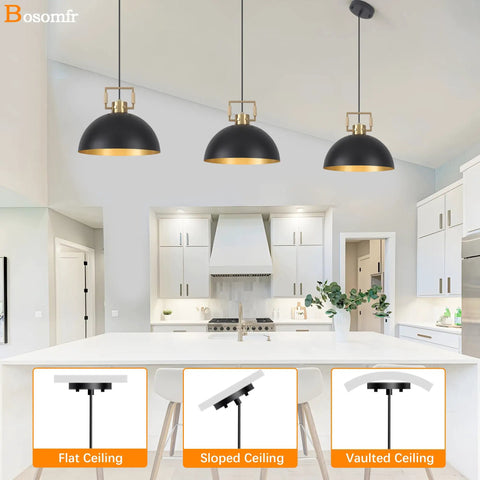 Matte Black Farmhouse Pendant Light 2 Pack Adjustable Height Vintage Industrial Ceiling Lighting For Kitchen Island