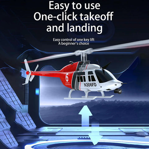 C138 Remote Control Helicopter With Bell206 Style, 2.4GHz 4CH RC Aircraft displayed with one-click takeoff indicator