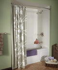 Bathroom with Lahara 17 Series Dual-Function Tub And Shower Trim Kit with 5-Spray Touch-Clean Shower Head in stainless steel.