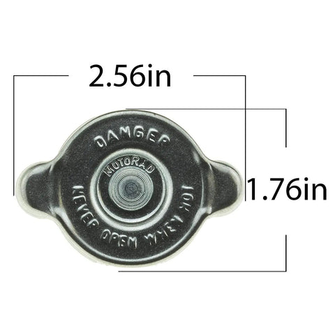 Top view of Beefed Up Radiator Cap T-3R Fit For Nissan Frontier 05-23 Titan 04-22 with dimensions 2.56in x 1.76in heavy duty pressure relief