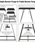 Assembly instructions for Heavy Duty Blacksmith Forge Stand For Single, Double, And Three Burner Kits Heat Resistant Steel Propane Forge Stand For Blacksmith Starter Kit 36 Inch Tool Stand.