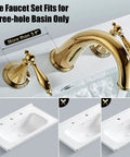 Polished Gold 3 Hole Bathroom Faucet Set With Overflow Pop Up Drain Easy Install Widespread Brass Two Handle Bath Tub Faucet