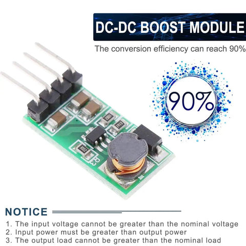 Five Pack Dope Boost Power Module Step Up Converter From 3.3V 3.7V 5V Or 6V Up To 12V 1.2A Max 90 Percent Efficient Mini DC Boost