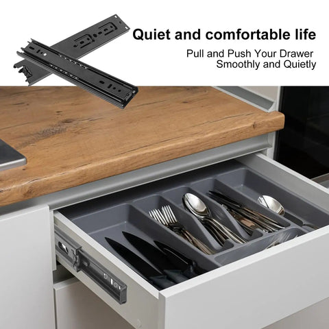 Eight Pairs 10 Inch Full Extension Drawer Slides Black Side Mount With Screws Ball Bearing Rails For Kitchen And Office Cabinets Built Tough Durable Smooth Quiet Glide Rust Resistant Steel in kitchen drawer.