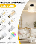 Solid Fit Clear Glass Semi Flush Mount Ceiling Light With Heavy Duty Metal Frame And Matte Black Finish Bulbs Not Included, E26 bulbs showcased.
