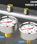 Industrial stainless steel pressure gauge with NPT fittings for precise measurement in demanding environments