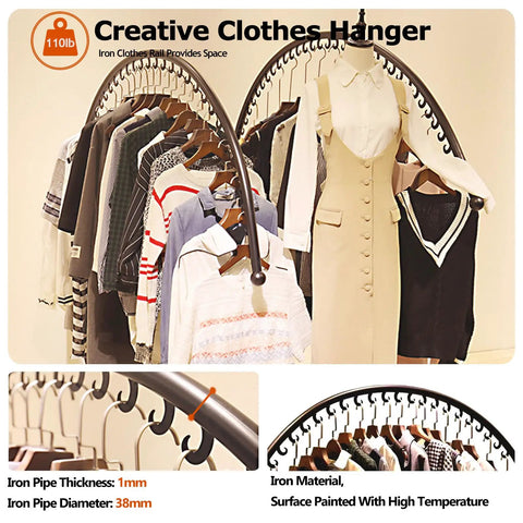 Industrial Style Heavy Duty Coat Rack For Home And Store Display Freestanding Clothing Rack With Nano Coated Glossy Finish And Anti Oxidation Durability 120 By 130 Cm Gold Tone displaying various clothes