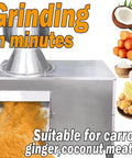 Commercial Coconut Grater And Grinding Machine with large hopper grinding root crops like carrots and coconut.