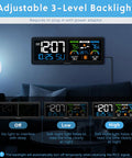 Wireless Indoor Outdoor Weather Station With Atomic Clock, Large 5.9 Inch HD Color Display, adjustable backlight modes