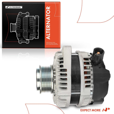 Side view of Alternator For Honda Pilot 2016 To 2022 Odyssey 2018 To 2023 Ridgeline 2017 To 2023 Passport 2019 To 2023 And Acura MDX 2014 To 2020 With 3.5L V6 12V 155A 6 Groove Clockwise Pulley Internal Fan Replacement Part Plug And Play