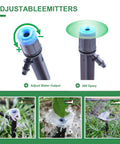 50 Pack Drip Emitters With Stakes, Fan Shaped 360 Degree Sprayer, Adjustable Water Flow Up To 25 GPH, lawn and garden use