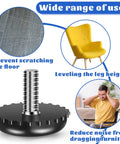 15 Pack 1/4 20 Adjustable Furniture Levelers Built From Heavy Duty Stainless Steel Screw In Feet, showing uses like floor protection and noise reduction.
