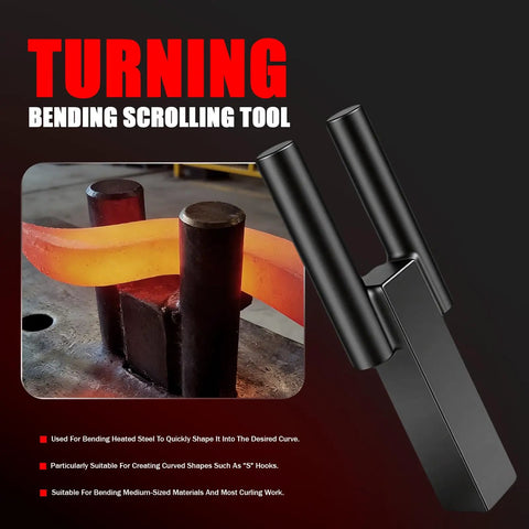 Beefy Pro Grade Heavy Duty 1 Inch Blacksmith Anvil Hardy Hole Tools Set 5Pcs showing turning bending scrolling tool