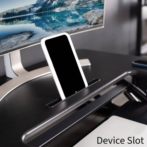 36 Inch Height Adjustable Desk Converter Sit To Stand Riser With Dual Monitor Support, Large 91 Cm Surface, Black V Series