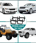 4 Piece Leaf Spring Clamp Kit for vehicles up to 2.5 inches wide shown with various cars and trucks
