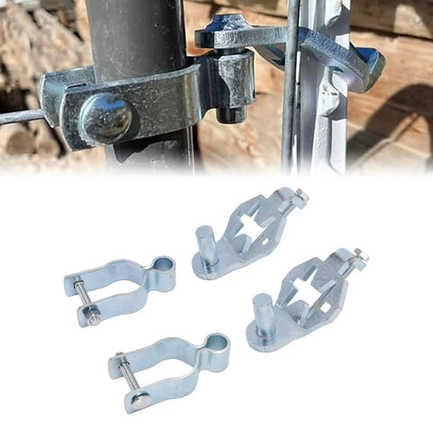 Two Pack T Post Gate Hinge Kit Galvanized Iron Hinge Pins For Chain Link Fence Gates With One And Three Eighths Inch Hinged Eyes
