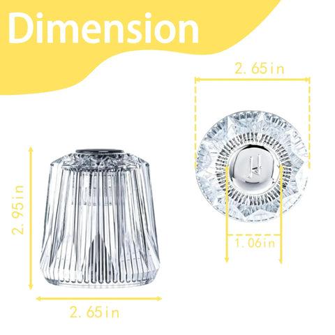 Dimensions of 12-Tooth Valve Core Shower Handle Replacement Kit with clear acrylic knobs, 2.65 x 2.95 inches