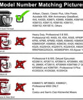 Game Changing Flex Edge Beater for 4.5 to 5 QT Tilt Head Stand Mixer Attachments compatibility chart image.