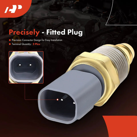 A-Premium engine coolant temperature sensor with gray plastic housing, brass threaded mount, 2-pin plug.