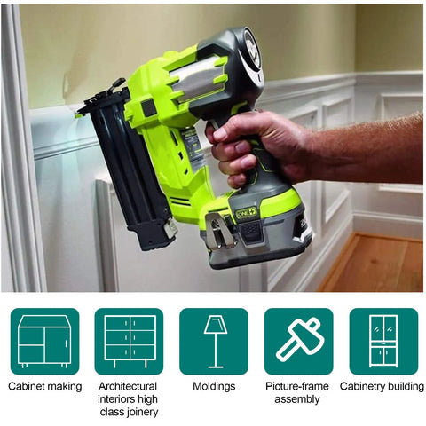 Using nail gun with 5000 Pack 18 Gauge Brad Nails 2 Inch Galvanized for furniture cabinetry trim molding picture frames