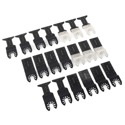 Universal Oscillating Tool Blades Set, 20 Piece Carbon Steel Pro Grade Blades For Wood Metal Plastic Cutting With Length Marks