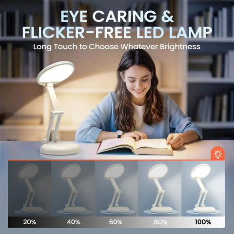 Cordless Desk Lamp With 3600mAh Rechargeable Battery, Dimmable And Portable Wireless Table Light in use for reading