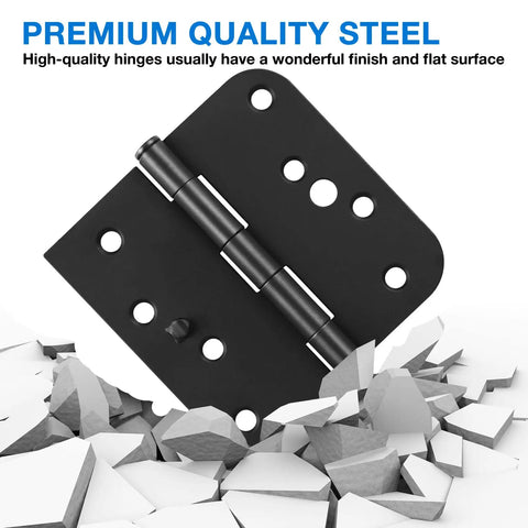 18 Pack 4 Inch Matte Black Door Hinges For Interior And Exterior Use shown on fractured rock background