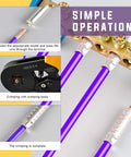 166Pcs Copper Wire Ferrule Assortment Kit With 8 Sizes Of Copper Crimp Fittings In Tinned Finish For Electrical Cable Ends, Ideal For Quick, Secure Terminals And Reliable DIY Wiring Projects. crimped purple wire ferrules on terminal block