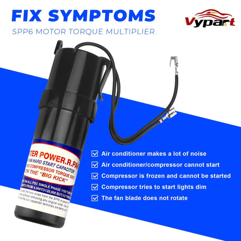 Hard Start Capacitor Kit With 500 Percent Torque Boost For HVAC Systems 115V Through 288VAC Fits Air Conditioners 0.5 HP To 10 HP 2 Pack