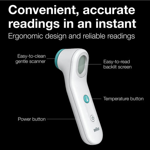 Forehead Digital Thermometer For All Ages Fast Read In Seconds Celsius And Fahrenheit Ergonomic Design Color Coded Temperature Guide Easy To Use For Babies, Kids And Adults, white handheld thermometer