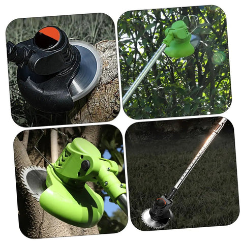 Collage of 2 Pack Garden Lawn Mower Weeding Tool Scythe For Grass Cutting And Edging Replacement Blades Stainless Steel Cutter