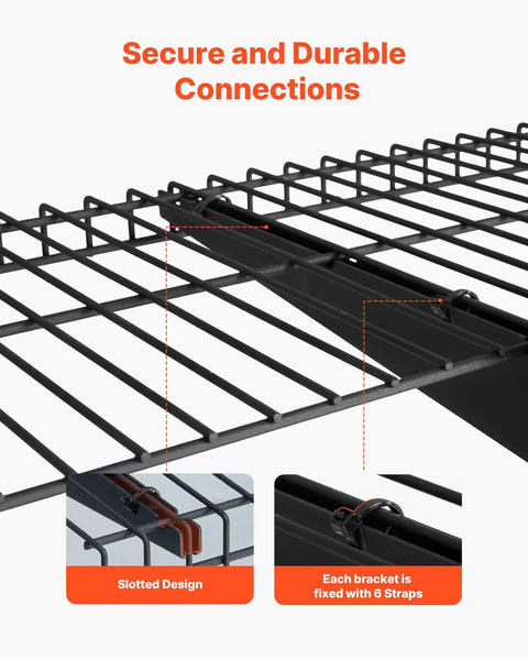 Sturdy 3 Tier Wall Garage Shelving Unit For Heavy Duty Storage, 1x3 Ft Steel Wall Mounted Shelves With 11x36 Inch Per Shelf And 450 Lbs Total Capacity, Black Durable Floating Metal Rack For Tools Bins And Garage Organization. Slotted bracket detail with 6 straps