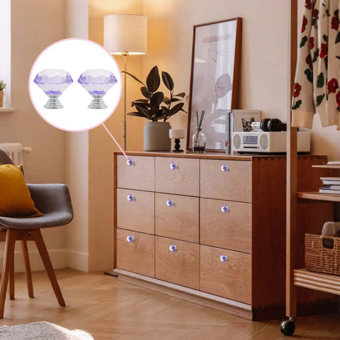 12 Pack 30mm Diamond Crystal Cabinet Knobs Purple For Cabinets And Drawers With Screws Durable Aluminum Alloy Handles Set
