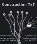 Diagram of One Eighth Inch Stainless Steel Cable 300 Ft Railing Cable Kit With Cutter, showing 7x7 construction details.