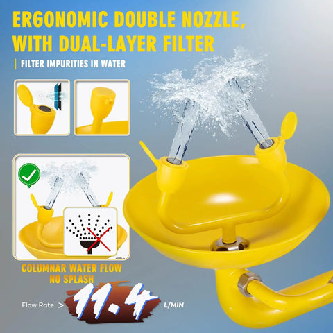 Heavy Duty Emergency Shower And Eye Wash Station Combo For Industrial Safety Worksite Ready NPT Thread 304 Stainless Steel With Yellow Coating OSHA Approved And ANSI Z358 2014 Compliant Ideal For Construction Sites Factories Labs