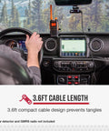 Usb C To Barrel Connector Radar Detector Power Cable in use in car dashboard, 3.6ft cable, no lighter needed, compatible with RAD350 380 450 480i 700i