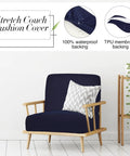 Navy chair with 8 Pack Patio Cushion Covers Stretch Fit for Outdoor Cushions Navy Waterproof Soft Washable Slipcovers