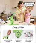 Easy Peasy DIY Button Maker Kit For Badges And Key Chains, 75mm Plastic Pin Press With 100 Button Parts, green in use