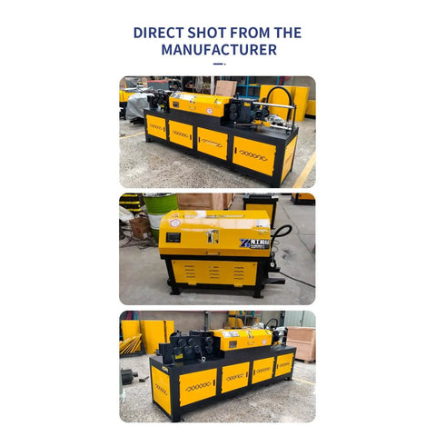 Top Tier Portable Automatic Rebar Straightening And Cutting Machine with yellow and black design for 4-14mm bars at a manufacturer location.