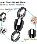 Saltwater Fishing Swivel Set With Stainless Steel Ball Bearing Connectors Beefy High Strength Swivels For Saltwater Tackle Corrosion Resistant Black Nickel Finish 25 Pcs 8 Lbs, black nickel swivel