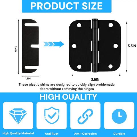 Interior Door Hinge Shims 3.5 Inch Pack of 10 Realign Door Gaps and Seal Air Leaks With Quick Spacing Adjustment No Fuss Easy Fix