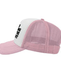 Lightweight Pink Trucker Cap For Men, Washed Distressed Low Profile Baseball Hat with mesh back, side view