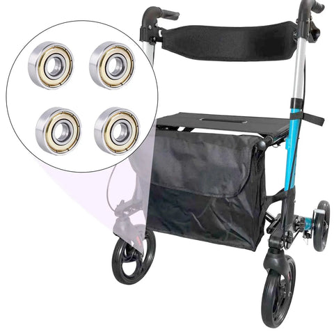 4 Pack Wheelchair Fork Bar Bearings For Front Wheel Axles 8mm Compatible, Walker And Transport Chair Replacement Parts shown