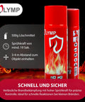 Universal Foam Fire Extinguisher Spray 500ml Compact Cylinder shows red canister with fire safety symbols for users.